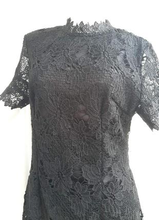 Женское черное кружевное платье4 фото