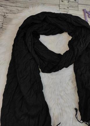Женский шарф палатин черный с бахромой 74х200 см2 фото