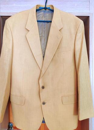 Британский бренд, премиум класса, мужской классический пиджак, жакет желтый2 фото