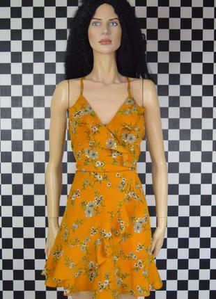 Плаття гірчичне квітковий принт сукня квіткова рюші3 фото