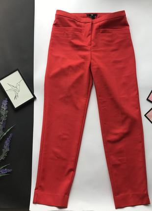 Стильные красные брюки / красные штаны с высокой посадкой h&m