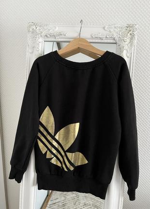 Свитшот adidas с золотым логотипом для девочки 9-10р. кофта adidas с крупной надписью