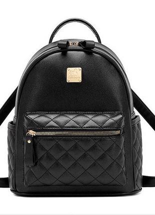 Жіночий стьобаний міський рюкзак, прогулянковий рюкзачок якісний чорний3 фото