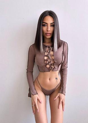 Комплект в рубчик топ та трусики