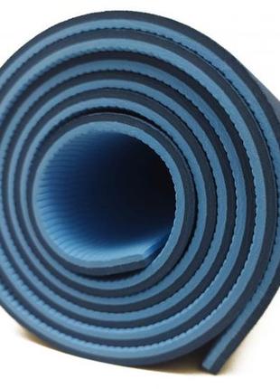 Килимок для йоги та фітнесу easyfit tpe+tc 6мм двошаровий синій-блакитний2 фото
