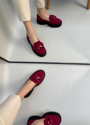 Стильные туфли лоферы из натуральной итальянской кожи и замша женские10 фото