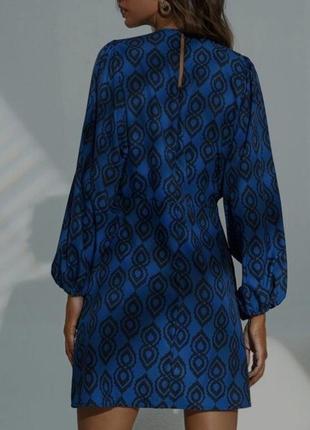 Платье абстракция с геометрическим принтом zara объемными рукавами этно бохо2 фото