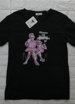 Женская гламурная футболка с принтом мама дочка