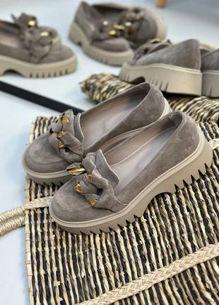 Стильные туфли лоферы из натуральной итальянской кожи и замша женские8 фото