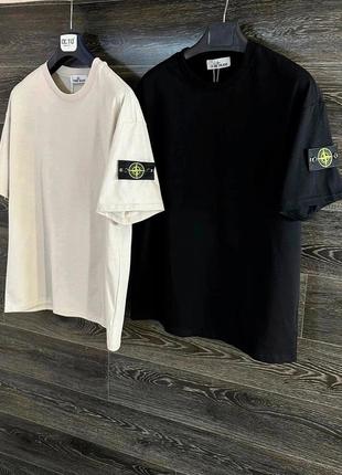 Мужская футболка stone island черная/белая качественные xs, s, m, l, xl, xxl4 фото