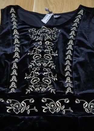 Бархатное платье бархатное divided h&amp;m vibrage retro винтажное ретро с вышивкой цветочное3 фото
