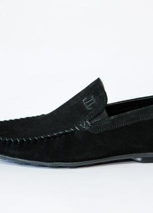 Чоловічі мокасини з чорної замші