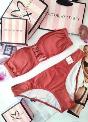 Купальник бандо victoria's secret original s m 36 38 pink