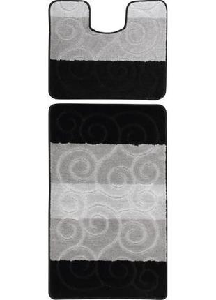 Набір килимків для ванної кімнати та туалету relana elana sile 50x80 + 50x40 см чорний сірий