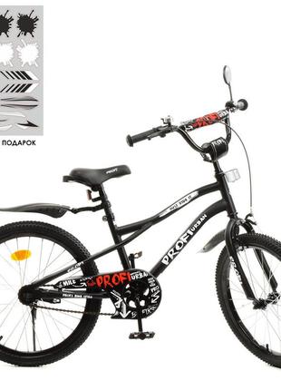 Велосипед дитячий prof1 20д. y20252-1 (1шт) urban, skd75,ліхтар,дзвінок,дзеркало,пiднiжка,чорний (ма