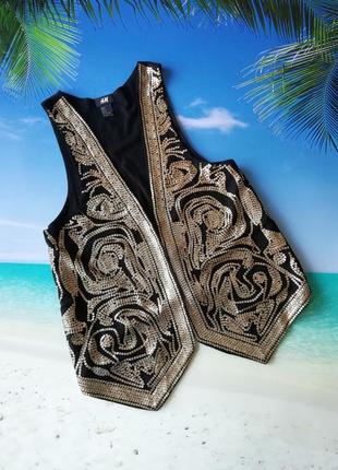 Жіноча жилетка з паетками золота h&m