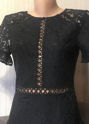 Кружевное мини чёрное платье под zara 3