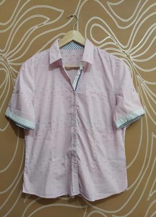 Женская розовая рубашка с цветными вкраплениями