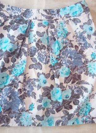 Котоновая  юбка-тюльпан в цветочные принт. мини юбка на лето. с-м1 фото