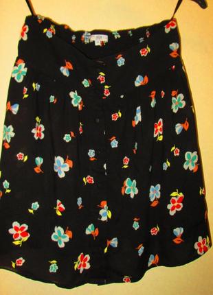 Легкая красивая юбка new look натуральная цветы размер 12-14