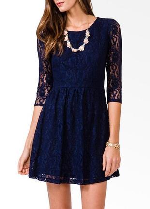 Гіпюрову мереживне темно-синє плаття xs-s
