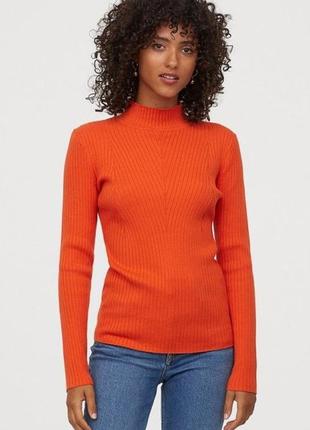 1, яркая водолазка гольф в рубчик размер l h&m с шерстью плотная
