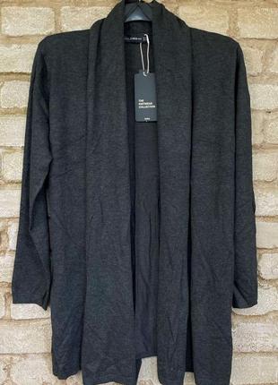 1, базовый размер l темно-серый трикотажный кардиган без пуговиц zara  оригинал