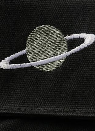 Сумка на два отделения с сатурном, через плечо кросс-боди панк космос черная пледочная квадратная прямоугольная6 фото
