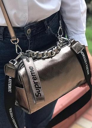 Женская кожаная сумка черная голубая розовая серебро жіноча шкіряна чорна біла