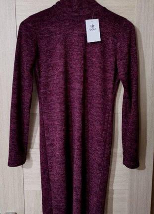 Бордовое повседневное платье-гольф с длинным рукавом без застежек