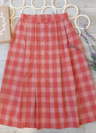 🎬 винтажная юбка миди, на пуговицах спереди с карманами, в складку eastex( размер 10-12)