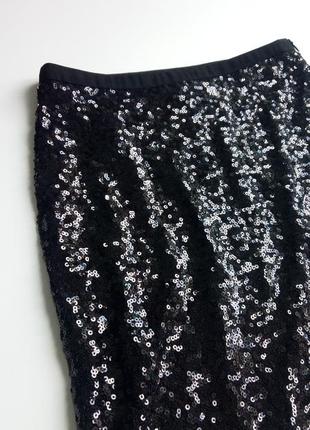 Красивая стильная нарядная черная юбка в пайетках4 фото