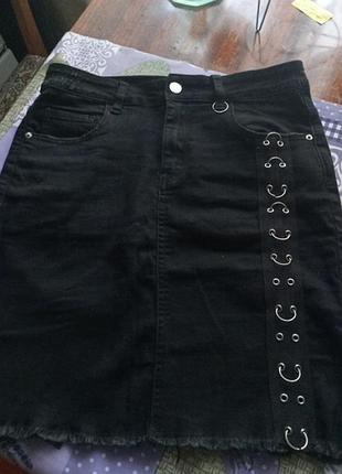 Юбка стрейч черная р.м