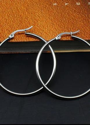 Медсталь сережки конго 5 см круги кольца круглі великі медична сталь медзолото5 фото