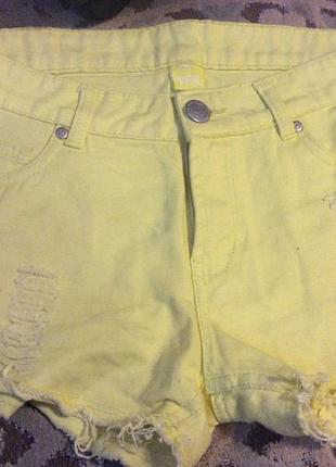 Яркие летние шорти  (красивый  яркий желтый лимонный цвет)