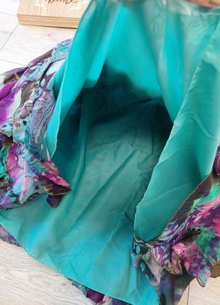 Шелковая юбка макси в фиолетово-бирюзовый принт per una spesiale(размер 14-16)4 фото