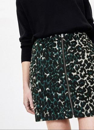Міні юбка зелена леопардова