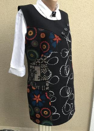 Платье,туника,сарафан этно,комбинирован ткань,большой размер,joe browns,в стиле desigual,7 фото