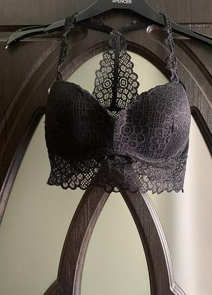 Шикарный, ажурный, базовый, бра, черного цвета, от дорогого бренда: gilly hicks👌