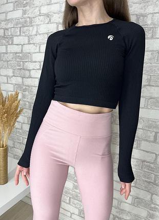 Спортивний топ із рукавами в рубчик