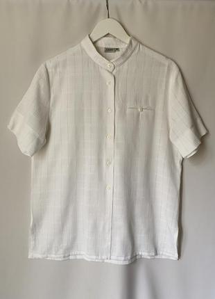 Красивая белая удлиненная рубашка с коротким рукавом строчка в клетку, шведка calypso2 фото