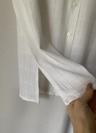 Красивая белая удлиненная рубашка с коротким рукавом строчка в клетку, шведка calypso5 фото