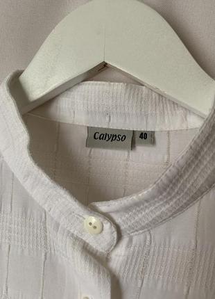 Красивая белая удлиненная рубашка с коротким рукавом строчка в клетку, шведка calypso4 фото