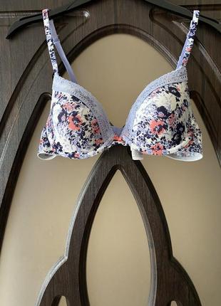 Шикарный, базовый, бюстгальтер, с красивым, принтом, из цветов, от бренда: m&amp;s 👌