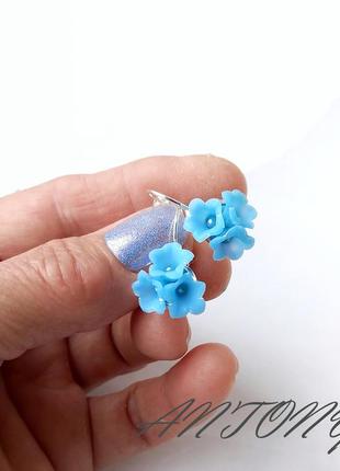 Сережки дзвіночки голубих відтінків, сережки дзвінки, сережки квіти голубі1 фото