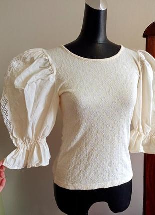 Винтажная ретро блуза топ пышные рукава фонарики баварский стиль винтаж раритет