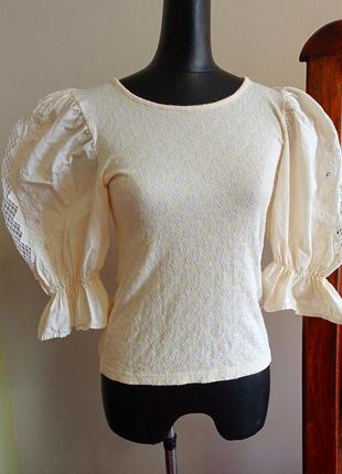 Винтажная ретро блуза топ пышные рукава фонарики баварский стиль винтаж раритет2 фото