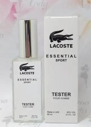 Парфюмированная вода тестер мужской lacoste essential sport (лакоста эссеншиал спорт) 60 мл