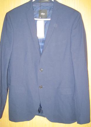 .новый легкий, тонкий синий пиджак " s.oliwer " w42 l шерсть 96%4 фото