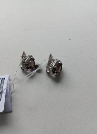 Серьги серебряные с раухтопазом